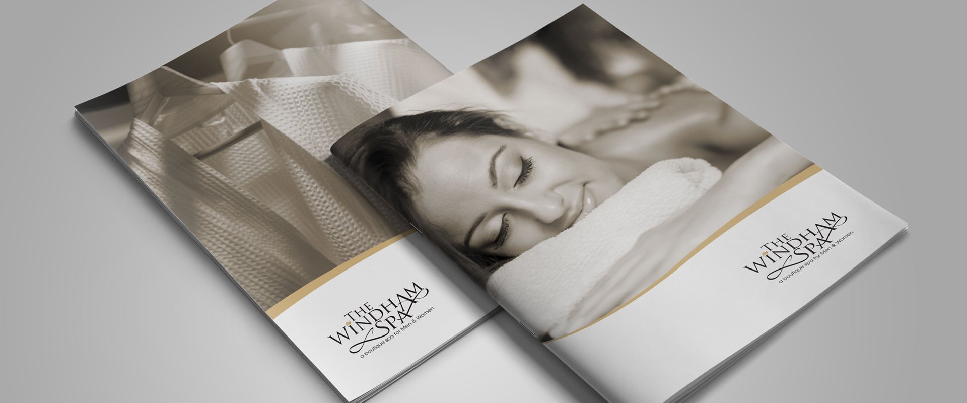 Spa brochure design to using flowing lines relaxing imagery.